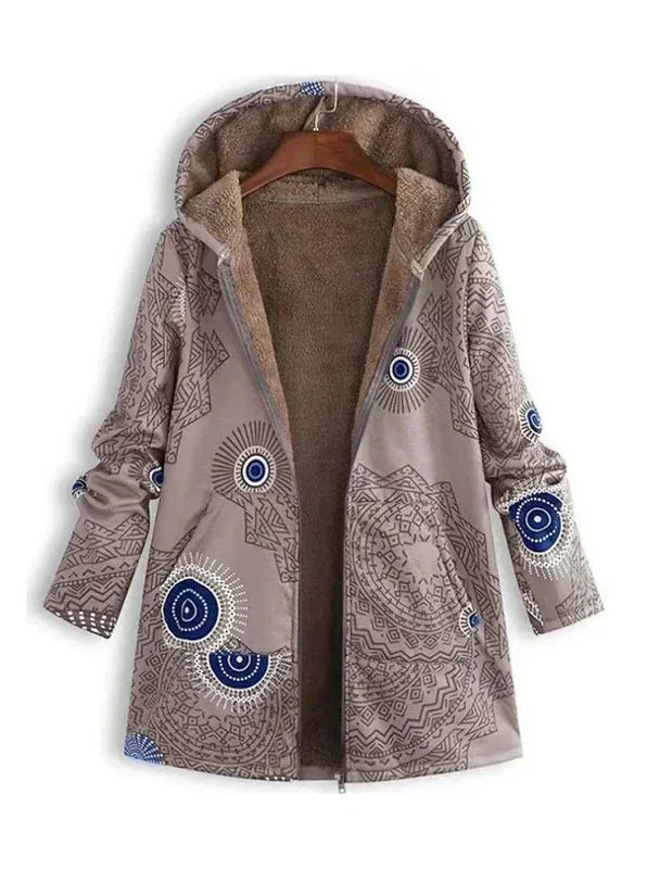 Street-Wave Cozy Parka For Women With Fleece Lining Warmth And Vibrant Red Print