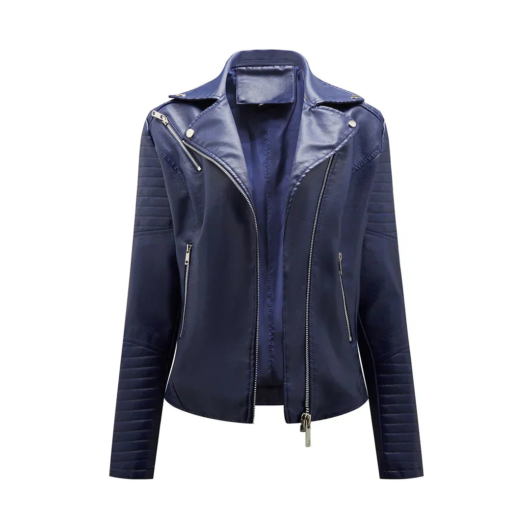 Street-wave Norie PU Leather Jacket For Women Luxury Look Durable Easy Care Quilted Shoulders