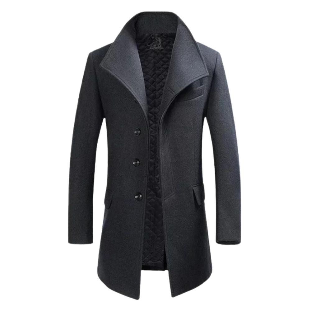 Street-wave Wool Coat For Men With Quilted Lining For Warmth And Timeless Elegance