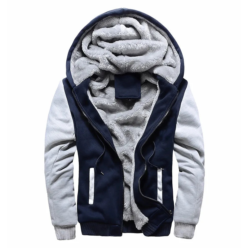 Street-Wave Jack Mens Winter Hoodie Jacket Thick Fleece Lined Warmth With Camouflage Sleeves Hooded Design