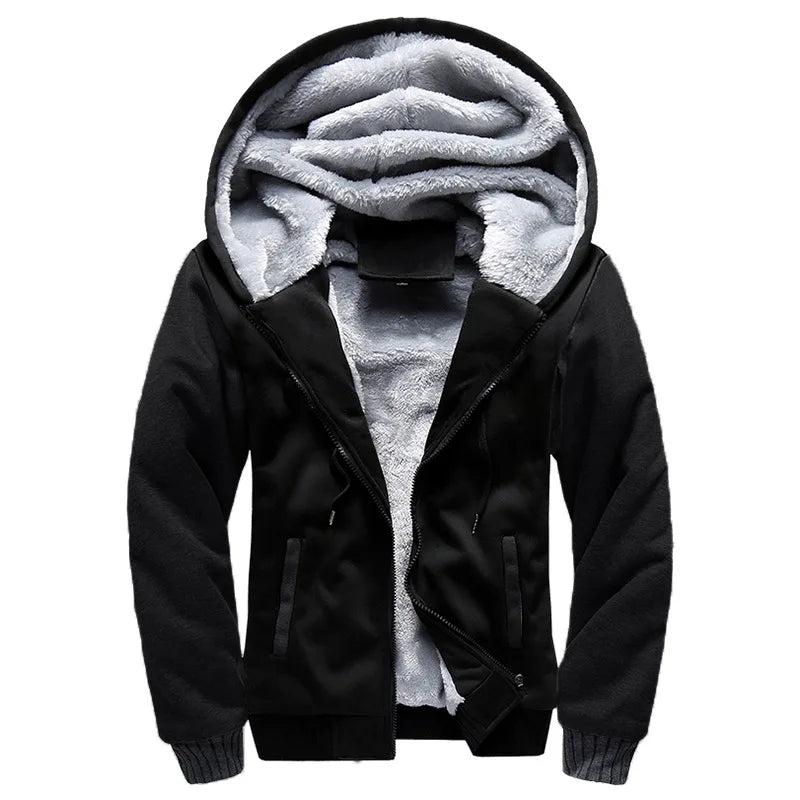 Street-Wave Jack Mens Winter Hoodie Jacket Thick Fleece Lined Warmth With Camouflage Sleeves Hooded Design