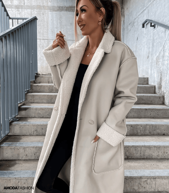 Street-Wave Women's Long Winter Coat With Plush Shearling Lining Belted Fit For Cozy Warmth And Modern Style