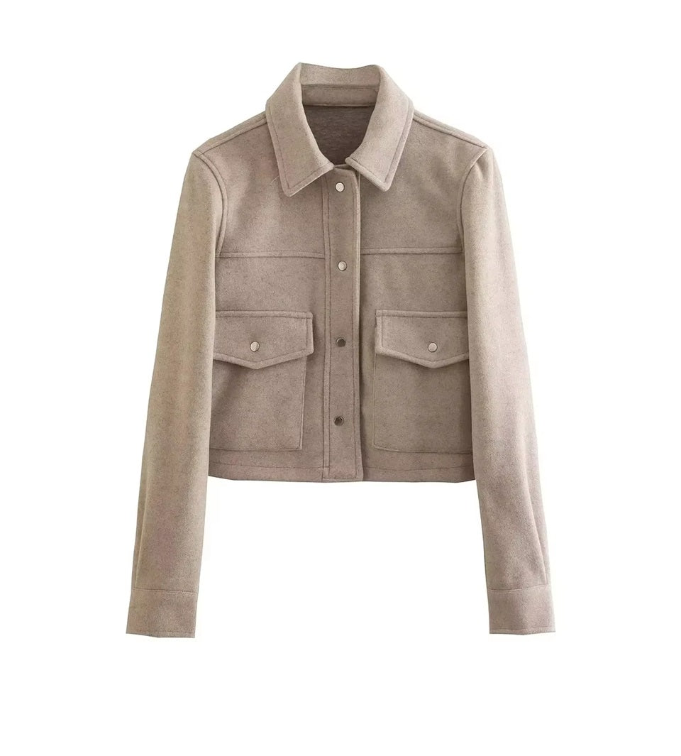 Street-wave Short Wool Jacket With Button Front Soft Stylish Everyday Essential For Modern Women