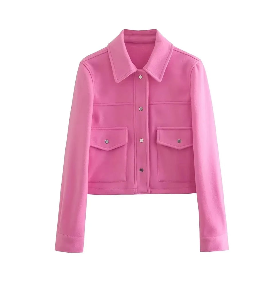 Street-wave Short Wool Jacket With Button Front Soft Stylish Everyday Essential For Modern Women