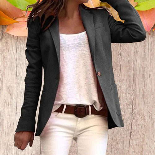 Street Wave Womens Blazer Chic Slim Fit With Lapel Collar And Button Closure For Professionals