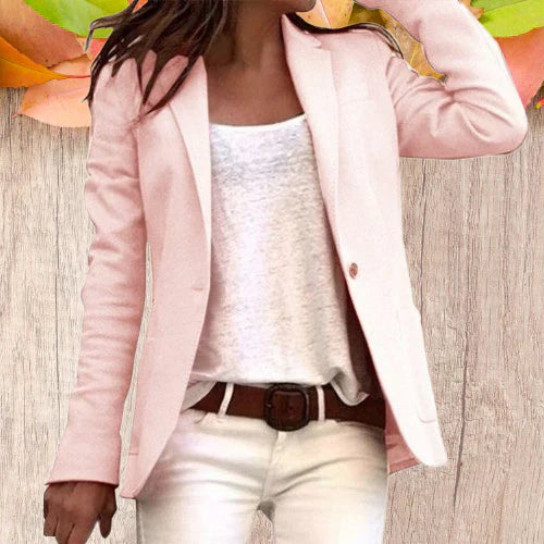 Street Wave Womens Blazer Chic Slim Fit With Lapel Collar And Button Closure For Professionals