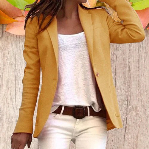 Street Wave Womens Blazer Chic Slim Fit With Lapel Collar And Button Closure For Professionals