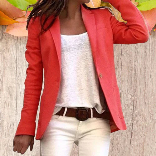 Street Wave Womens Blazer Chic Slim Fit With Lapel Collar And Button Closure For Professionals