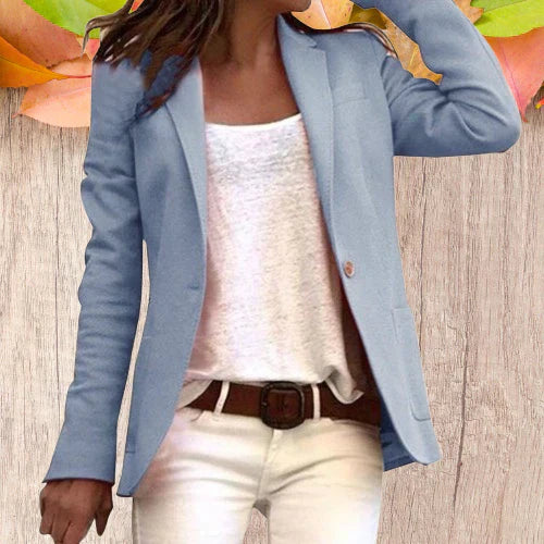Street Wave Womens Blazer Chic Slim Fit With Lapel Collar And Button Closure For Professionals