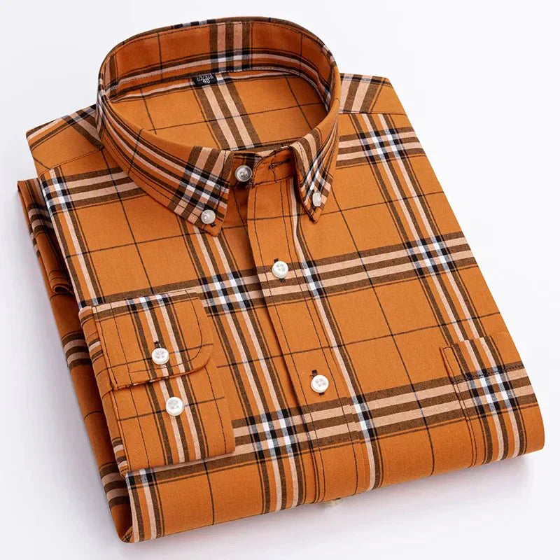 Street-Wave Bryan Versatile Plaid Button-Down Shirt For Men