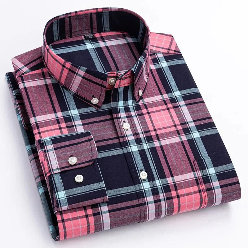 Street-Wave Bryan Versatile Plaid Button-Down Shirt For Men
