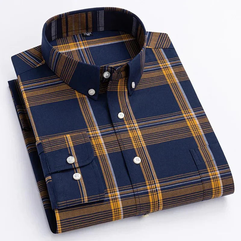 Street-Wave Bryan Versatile Plaid Button-Down Shirt For Men