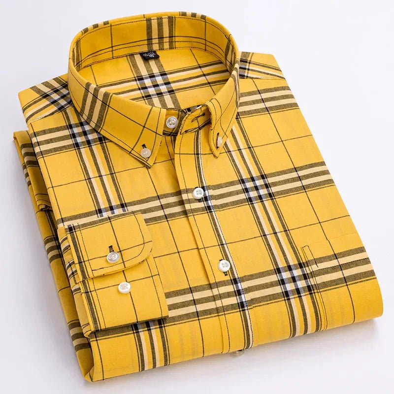 Street-Wave Bryan Versatile Plaid Button-Down Shirt For Men