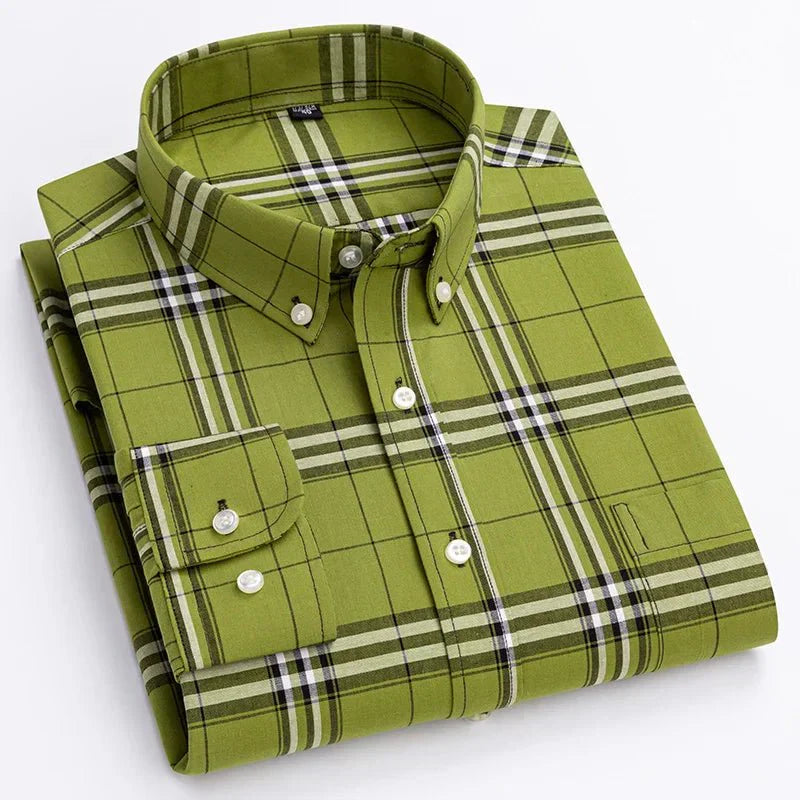 Street-Wave Bryan Versatile Plaid Button-Down Shirt For Men