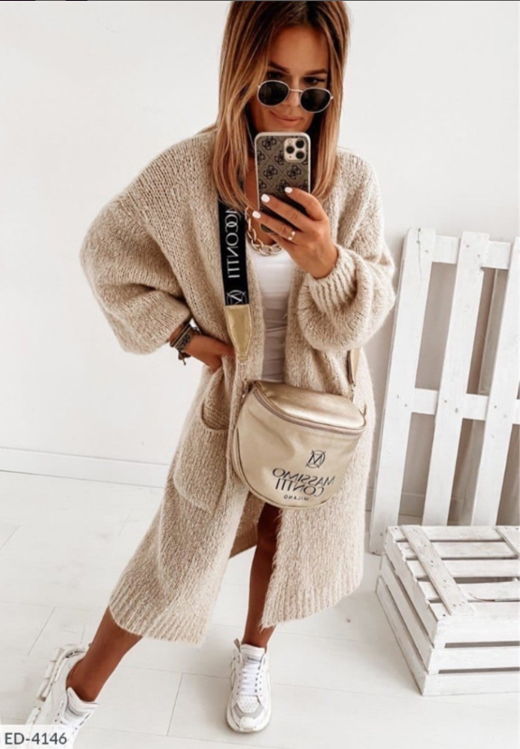 Street Wave Cozy Oversized Knit Cardigan With Pockets For Women Exudes Effortless Style And Warmth
