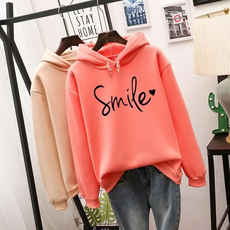 Smile Love Hoodie By Street-Wave Cozy Soft Fleece Lined For Everyday Comfort All Day Warmth And Positive Smile Print