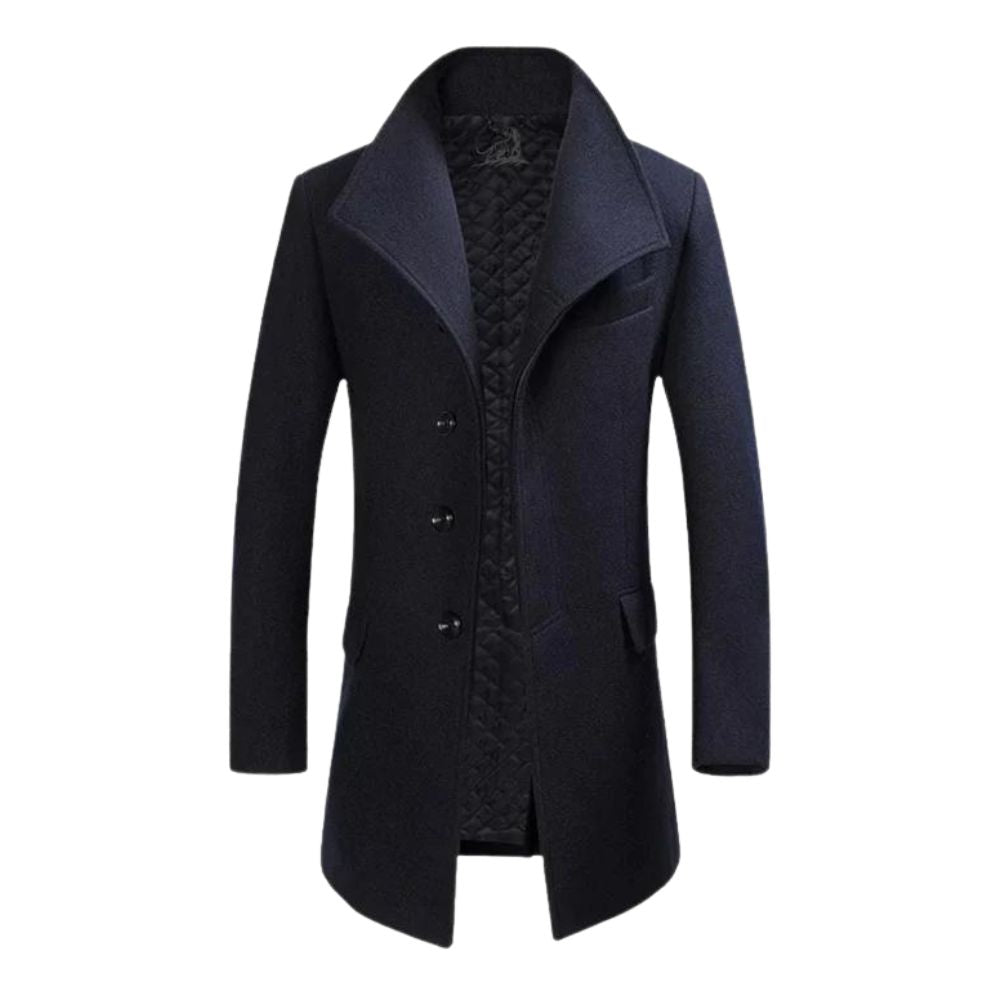 Street-wave Wool Coat For Men With Quilted Lining For Warmth And Timeless Elegance