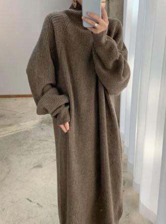 Street-wave Women's Cozy Oversized Knit Sweater Dress Timeless Classic Elegance For Women