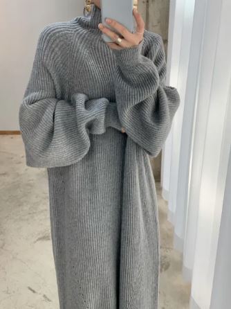 Winter Knit Sweater Dress Street-wave Oversized Classic Elegant Womens Cozy All Day Wear