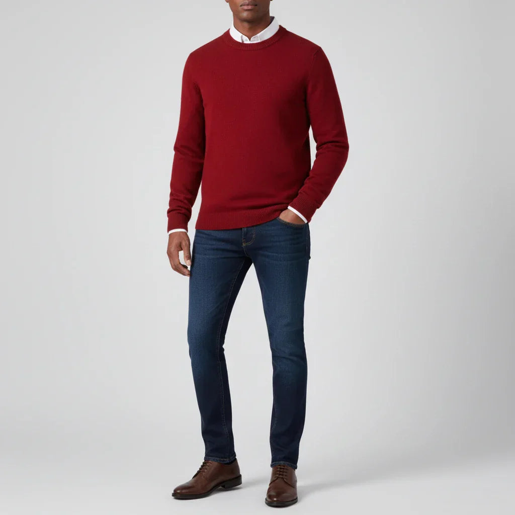 Street Wave Men's Light Blue Crew Neck Knit Sweater Timeless Wardrobe Essential