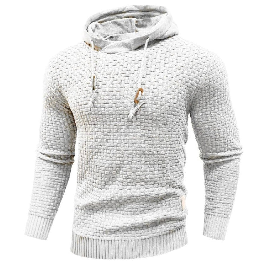 Jonathan Mens Textured Knit Hoodie By Street-Wave With Drawstring And Modern Fit For Everyday Style