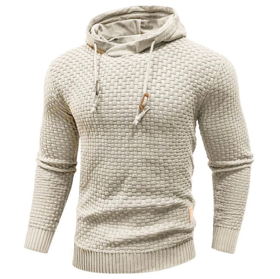 Jonathan Mens Textured Knit Hoodie By Street-Wave With Drawstring And Modern Fit For Everyday Style