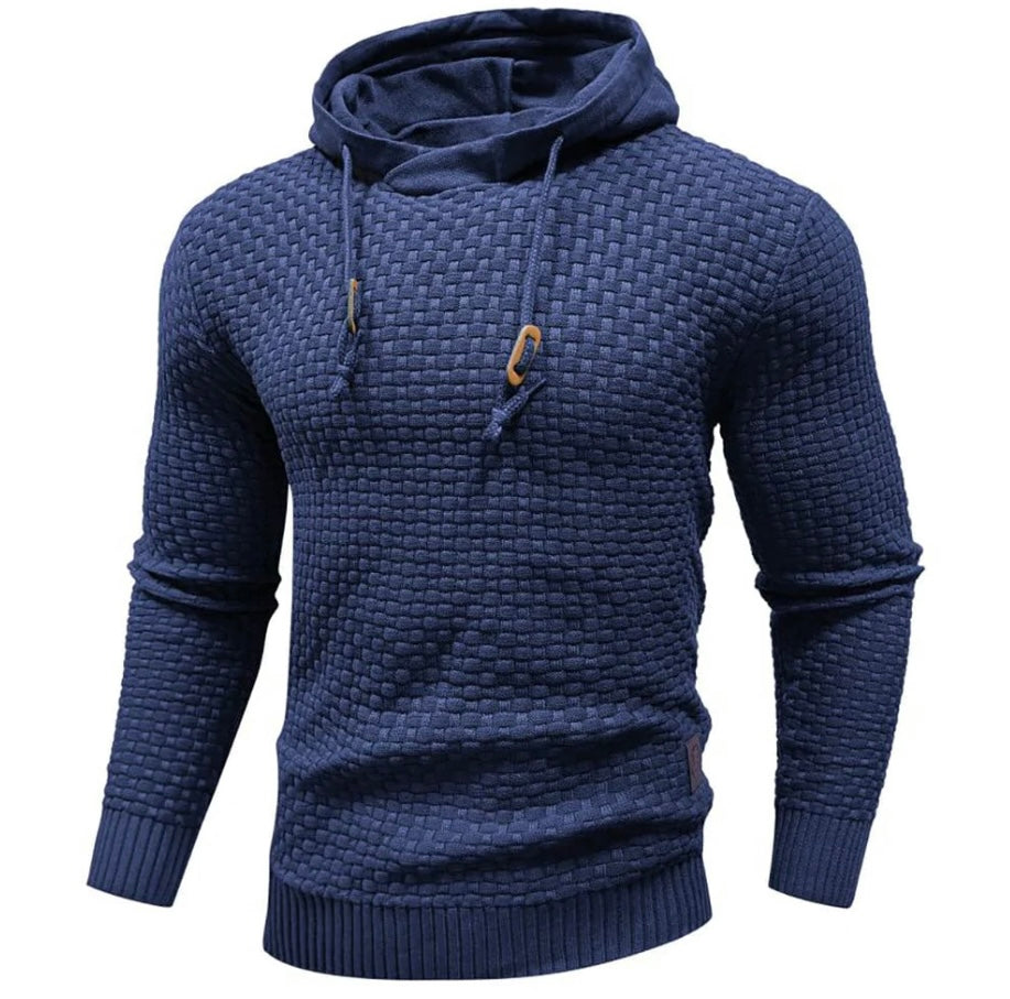 Jonathan Mens Textured Knit Hoodie By Street-Wave With Drawstring And Modern Fit For Everyday Style