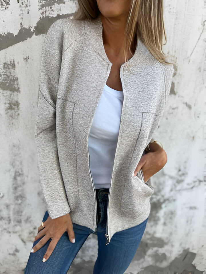 Street-wave Women Casual Zip Jacket With Pockets And Delicate Stitch Detailing For Effortless Everyday Wear