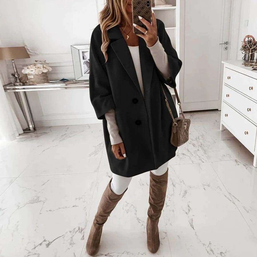 Street Wave Double Breasted Ivory Winter Coat For Modern Women Warm And Elegant Chic
