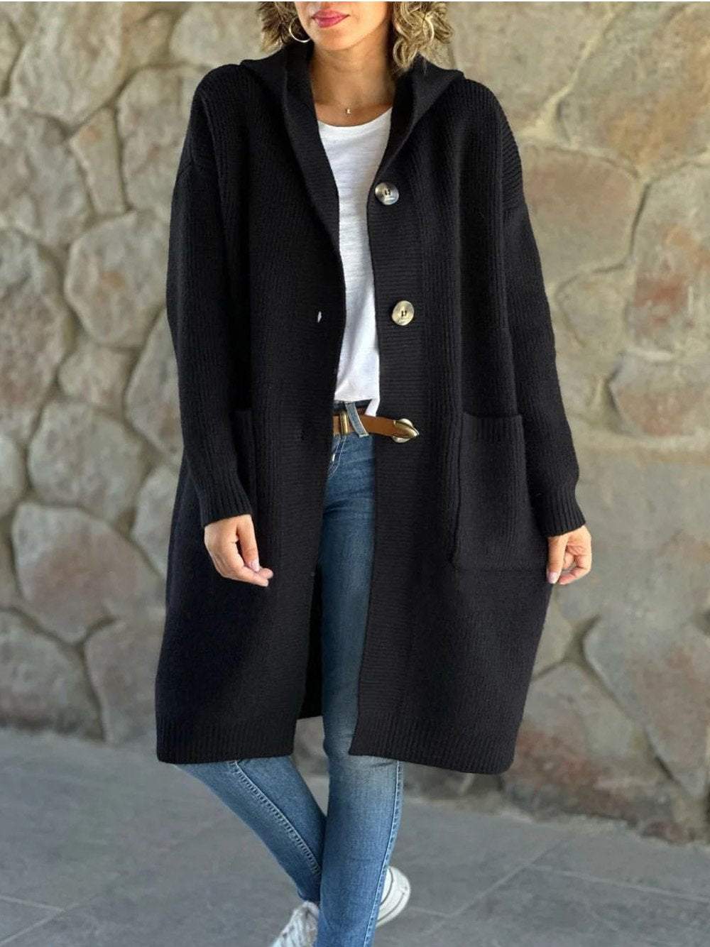 Streetwave Autumn Knit Hoodie Cardigan For Women Cozy Warm Longline With Hood And Pockets