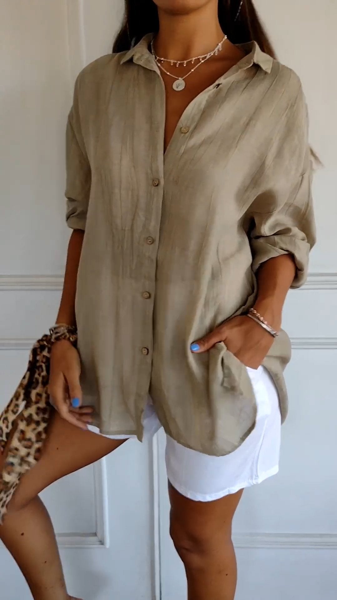Saskia Womens Shirt Streetwave Elegant Light Blue Button Up With Ruffled Neckline For Fashion Forward Women