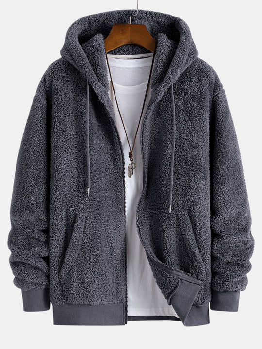 Street Wave Plush Sherpa Winter Jacket For Men Ultra Warm Cozy Outerwear For Cold Days