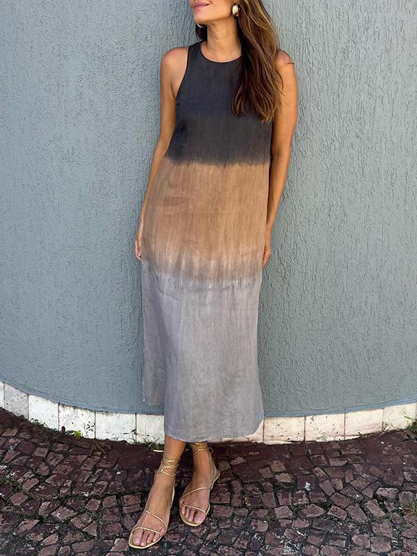 Street Wave Victoria Tie Dye Midi Dress Sleeveless Petite Women Ombré Gradient