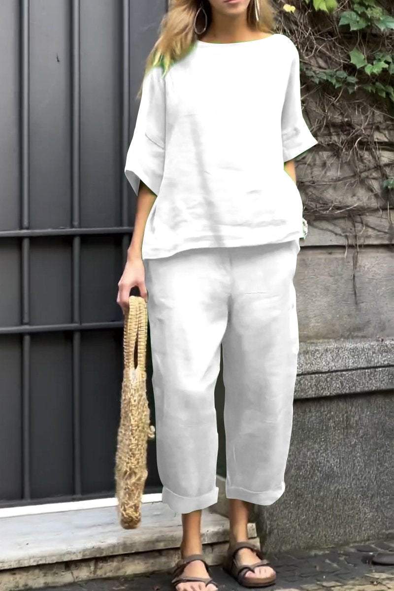 Brooke Loose Summer Two Piece Set Streetwave For Women Breezy Cotton Linen Outfit For Beach And Garden Parties