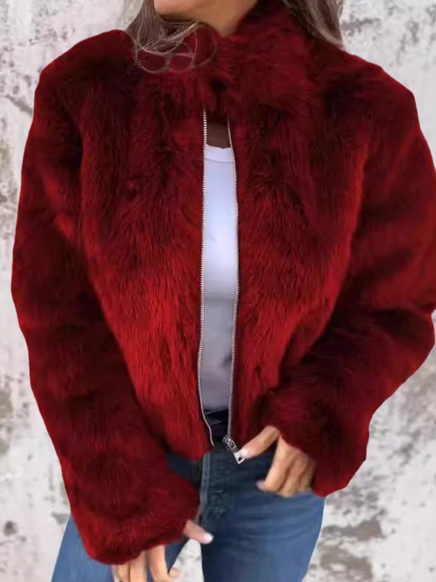 Street-Wave Women’s Faux Fur Coat Warm Cozy Beige Winter Jacket For Ladies Premium Material