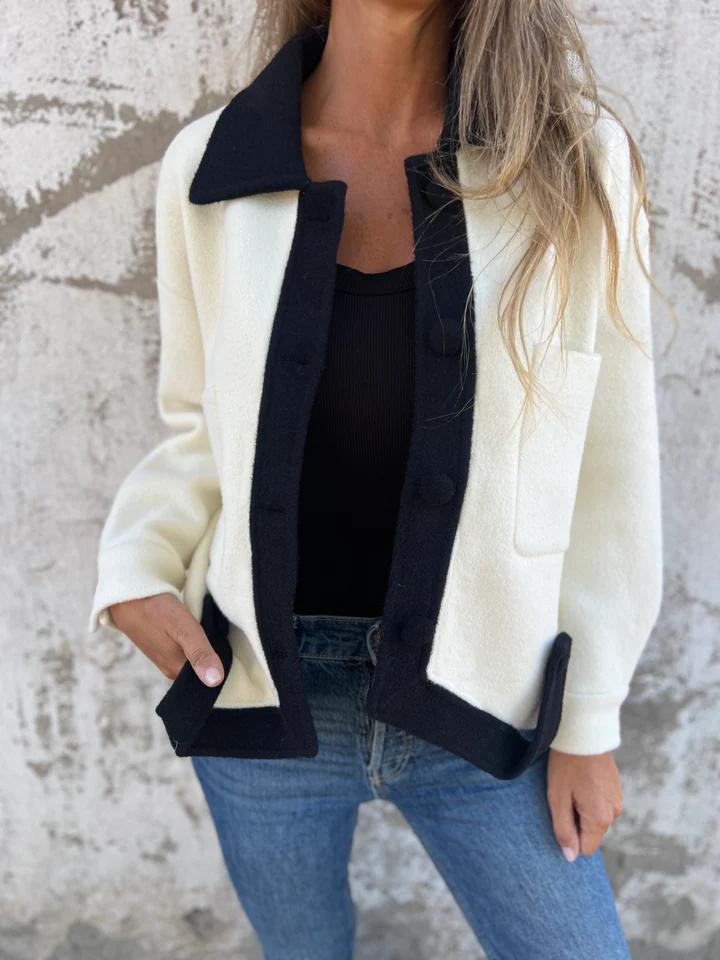 Street-wave Women's Short Jacket With Contrast Trim Modern Cut Timeless Design Effortless Style