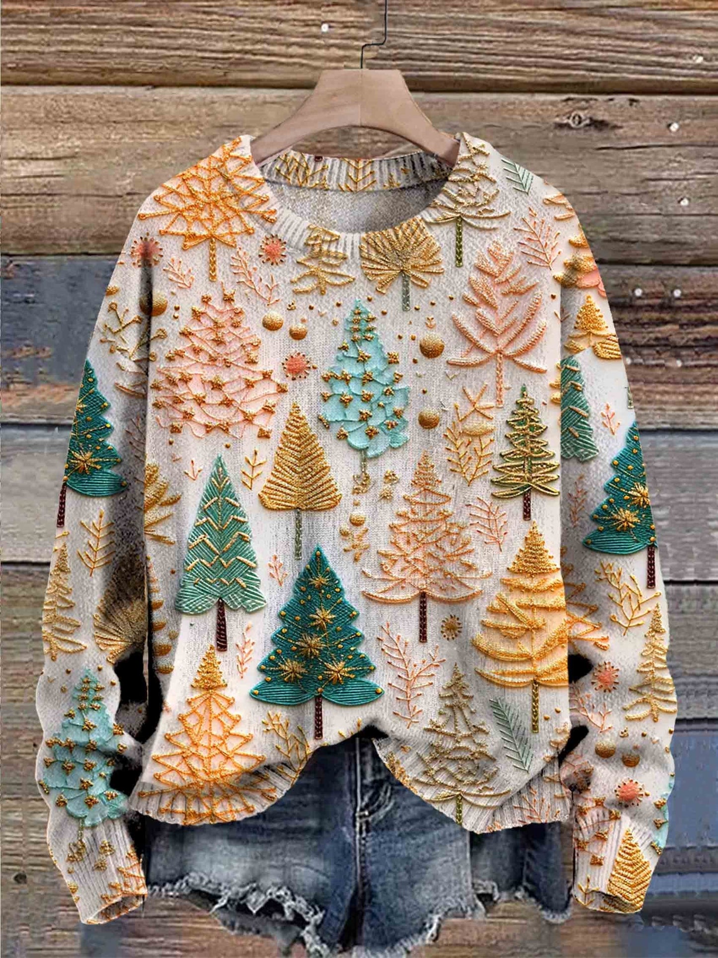 Jennifer Christmas Knit Sweater Streetwave Cozy Festive Embroidered Tree Design For Women