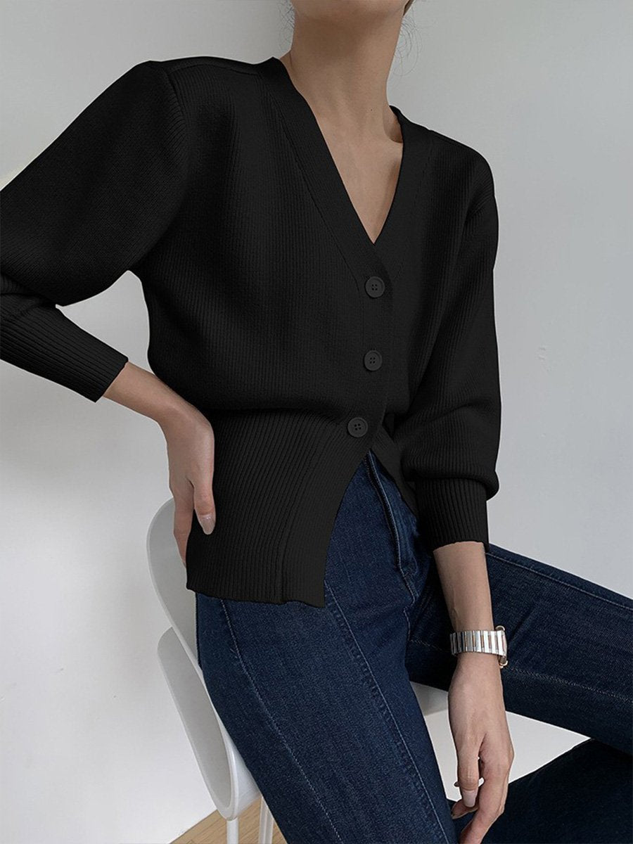 Street-Wave Knit Cardigan With V Neck And Inner Waistband For Women Flattering Fit And Comfort