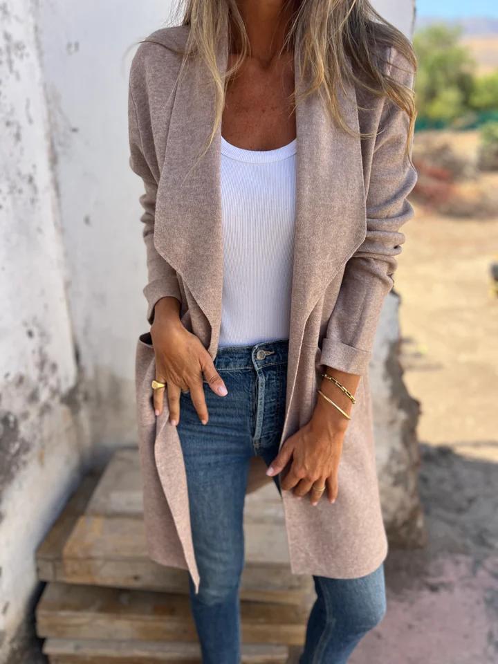 Street-wave Langer Cardigan For Women Soft Knit Drape Front Cozy Everyday Wear Lightweight