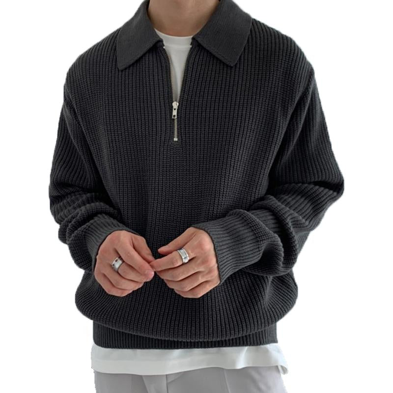 Street-Wave Zip Up Knit Sweater For Men Soft Cozy Casual Everyday Wear For Modern Gents