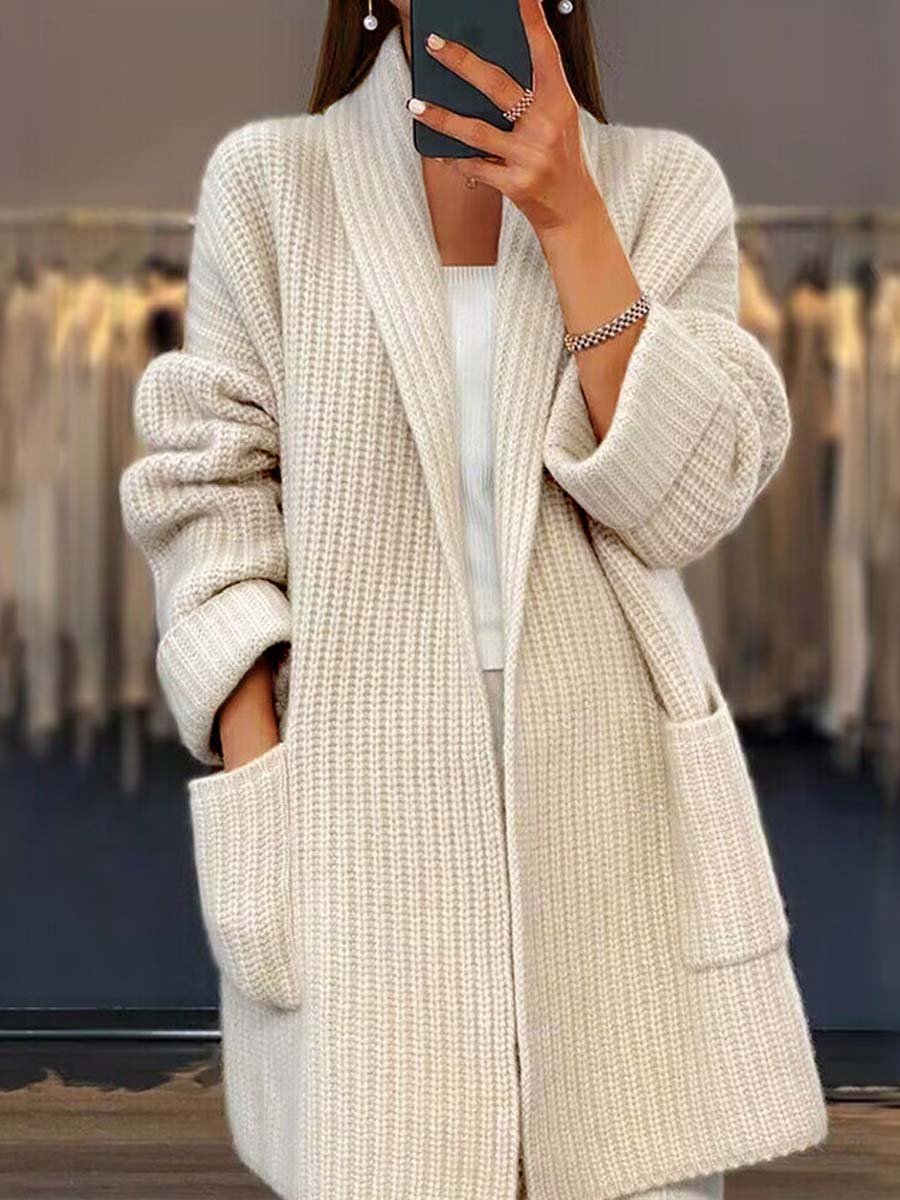 Street Wave Oversized V Neck Knit Cardigan With Pockets For Cozy Everyday Comfort Ideal For Women