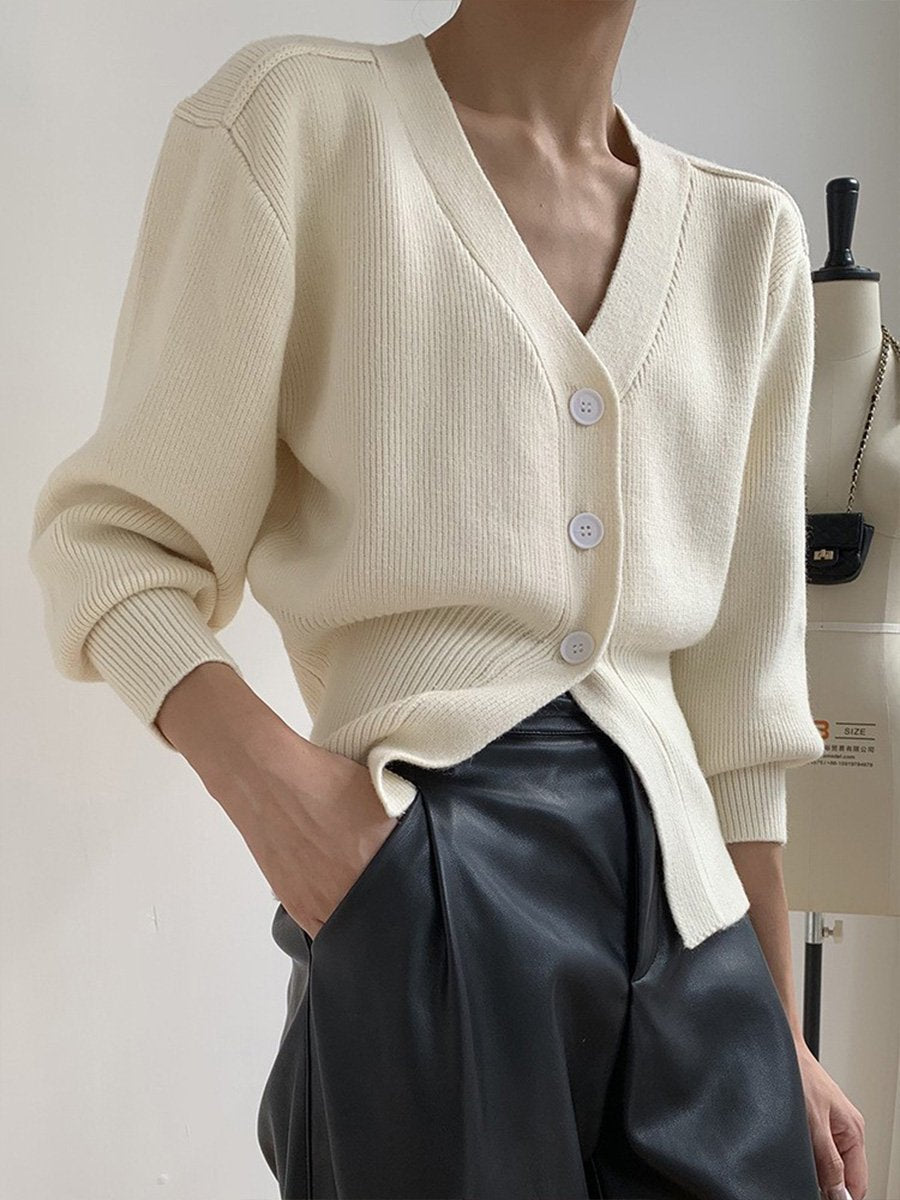 Street-Wave Knit Cardigan With V Neck And Inner Waistband For Women Flattering Fit And Comfort
