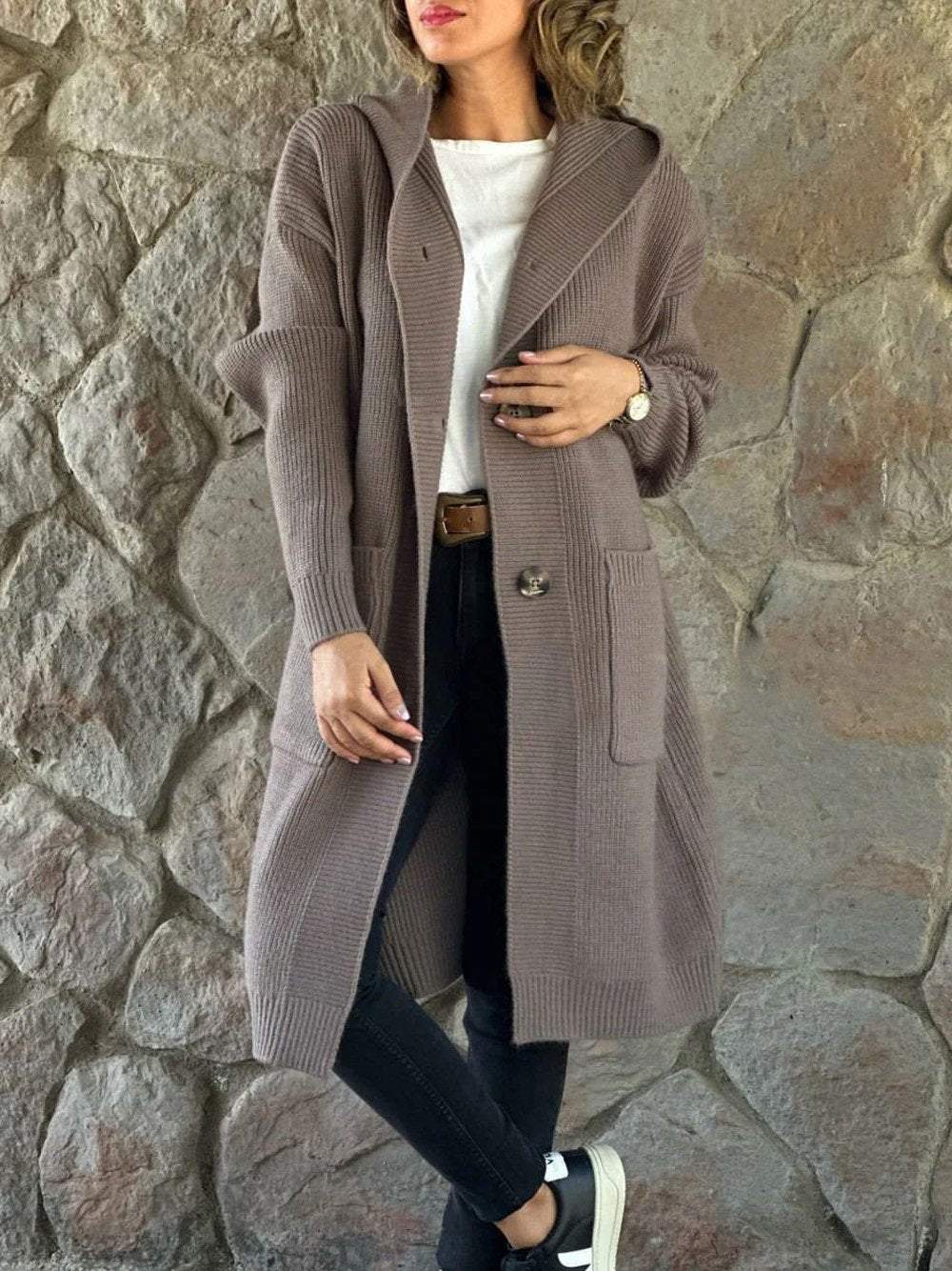 Streetwave Autumn Knit Hoodie Cardigan For Women Cozy Warm Longline With Hood And Pockets