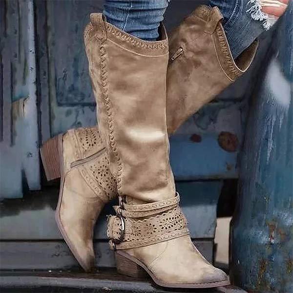 Street-Wave Vintage High Winter Riding Boots For Stylish Riders Insulated Knee-High Comfort