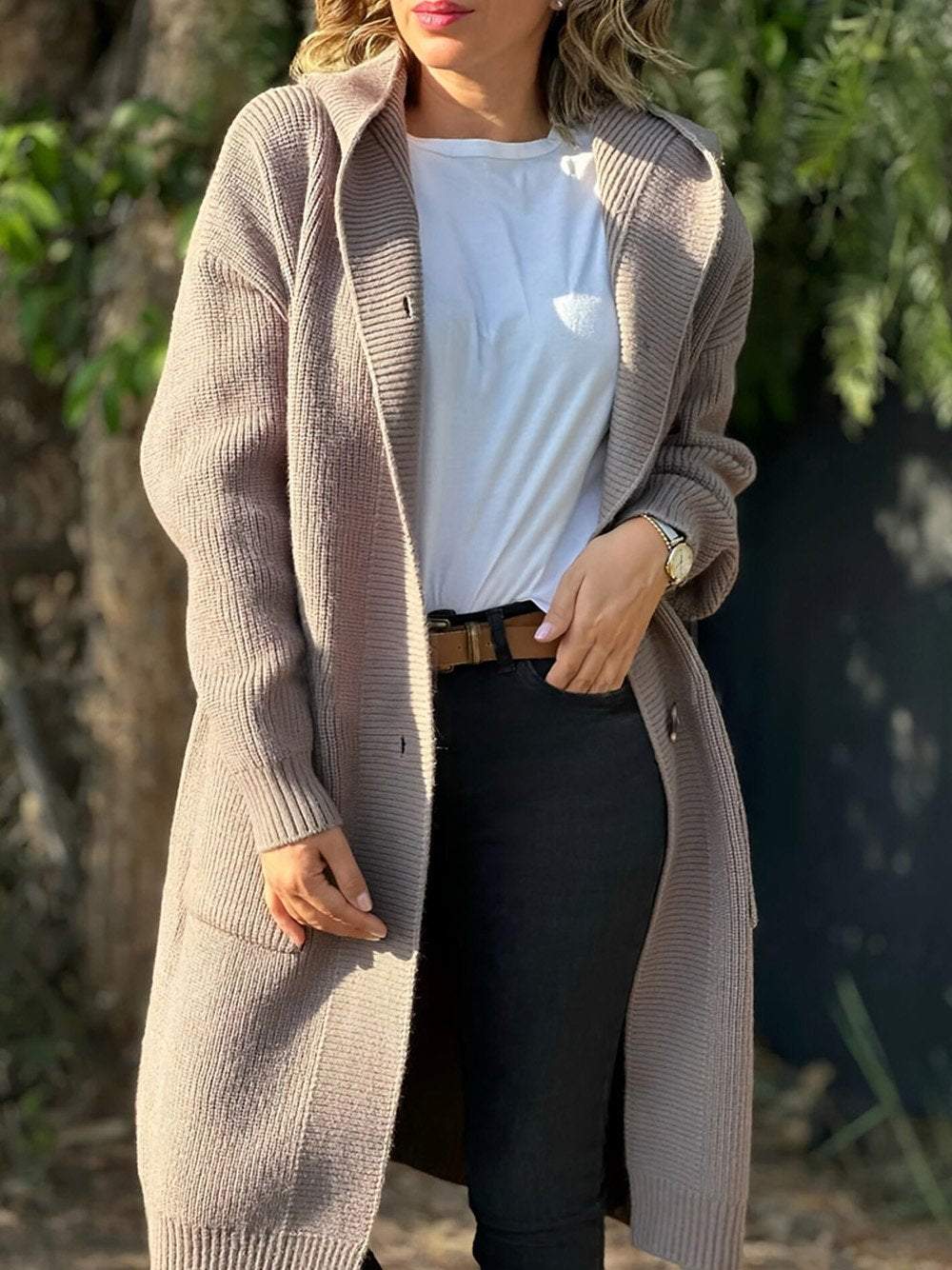 Streetwave Autumn Knit Hoodie Cardigan For Women Cozy Warm Longline With Hood And Pockets