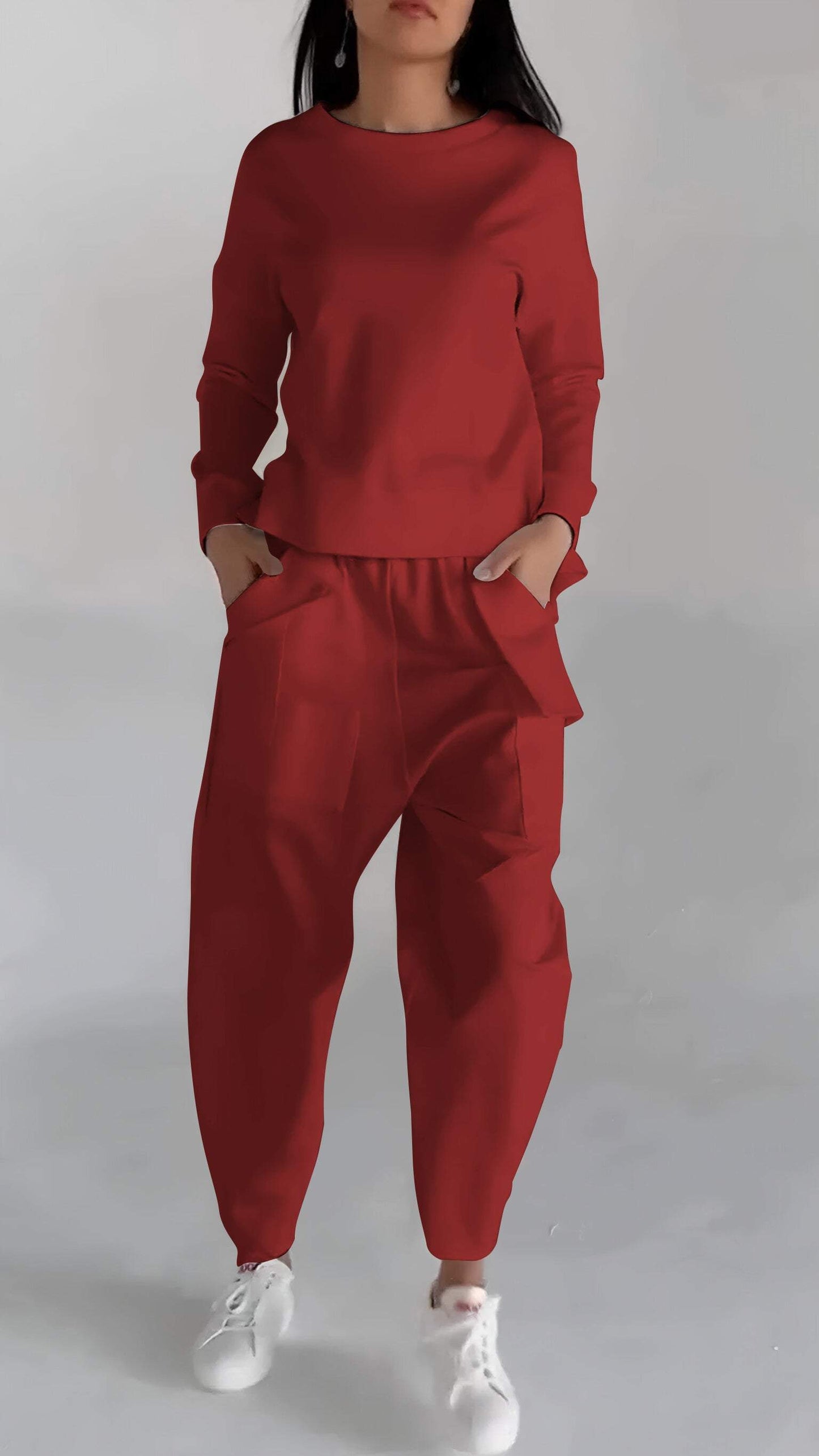 Street-wave Functional Womens Set With Lightweight Sweater Look And Pockets For Busy Urban Women