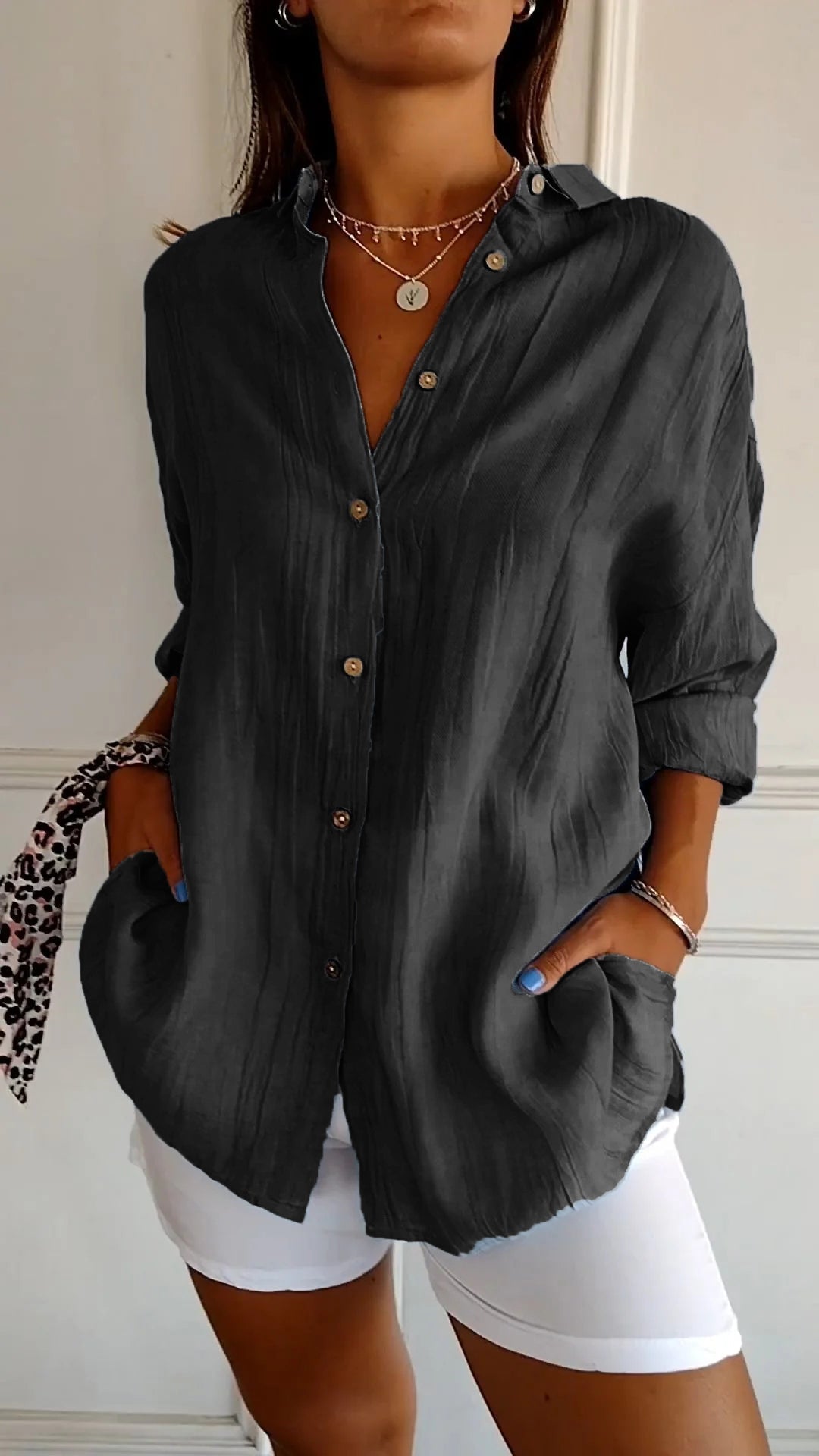 Saskia Womens Shirt Streetwave Elegant Light Blue Button Up With Ruffled Neckline For Fashion Forward Women