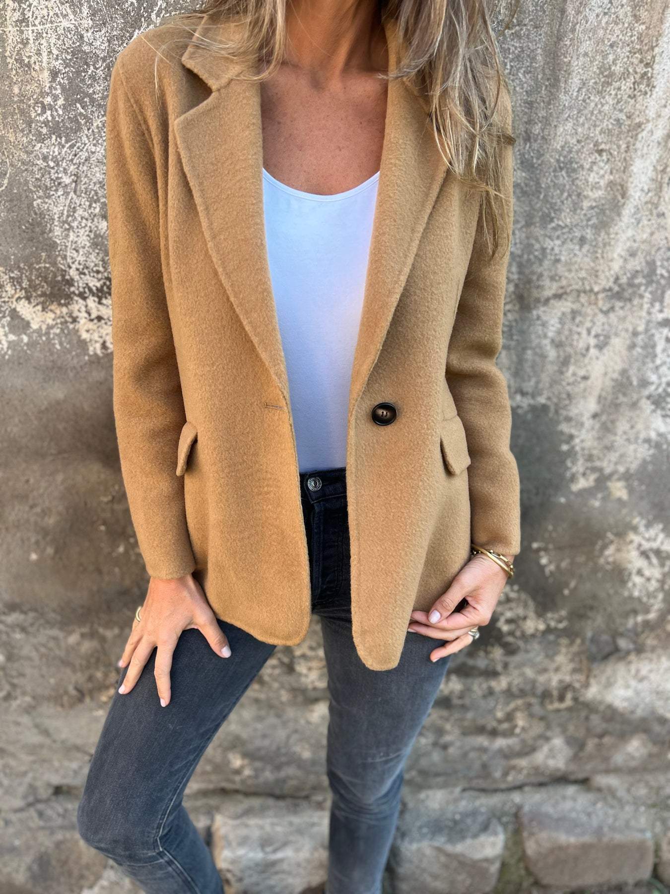 Street-wave Elegant Button Front Coat for Women with Cozy Durability and Timeless Chic Wardrobe Essential