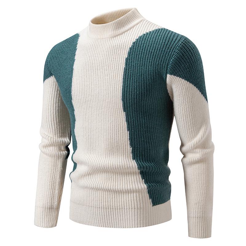 Street-Wave Colorblock Knit Sweater For Men Modern Warmth And Everyday Premium Comfort