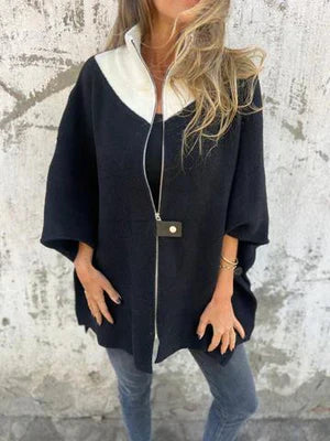 Street-wave Stand Collar Half Zip Jacket For Women Versatile Everyday Office To Casual Outerwear